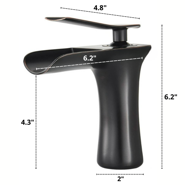 Ames waterfall bathroom faucet dimensions