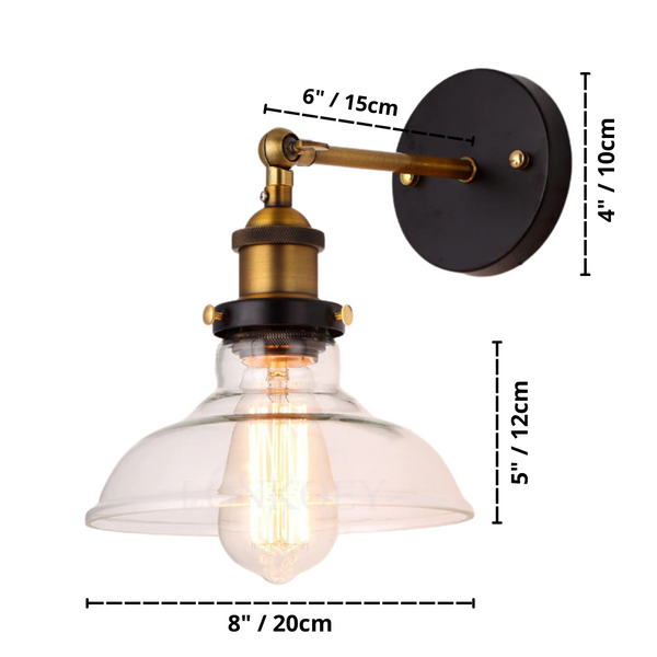 Rustic Vintage Glass Wall Lamp Dimensions