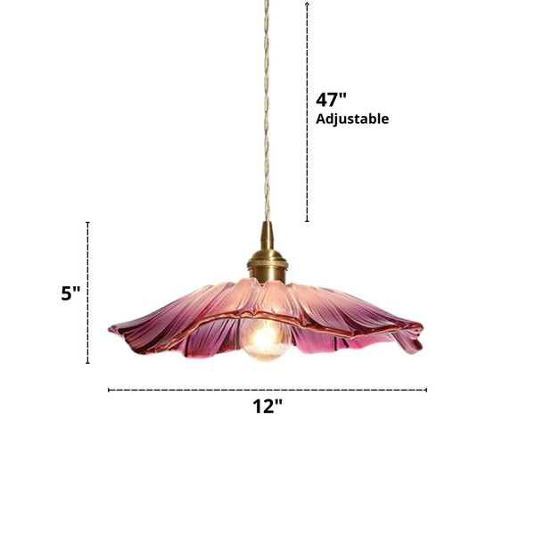 Violet Glass Pendant Light Dimensions