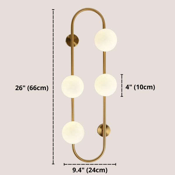 Aria modern multi-bulb wall light dimensions