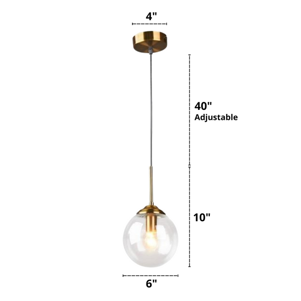 Classic Style Vintage Glass Globe Pendants Dimensions