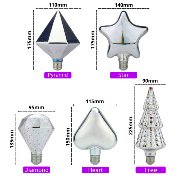 Galaxy LED Light Bulbs Dimensions