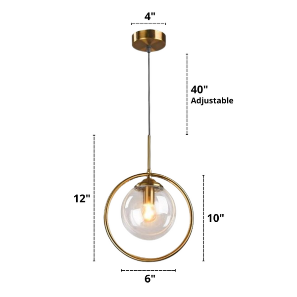 Ring Style Vintage Glass Globe Pendants Dimensions
