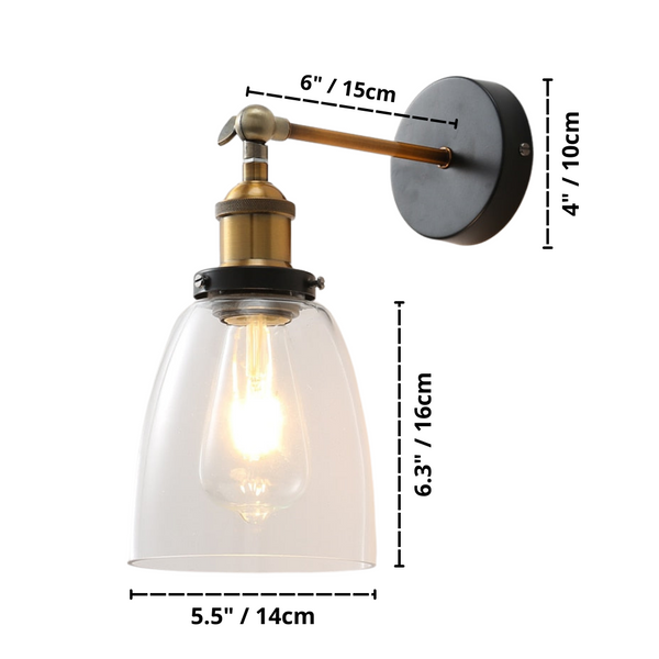 Rustic Vintage Glass Wall Lamp Dimensions