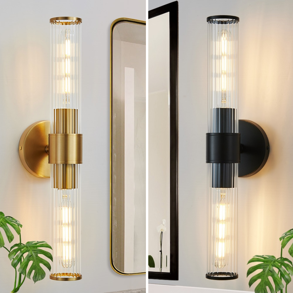 Wall lamp, Led ウォールランプトリコロール調光ゴールド壁取り付け用燭台工業用マットグローブガラスウォールライトリビング