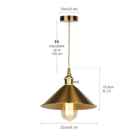 Vintage Brass Pendant Light Dimensions