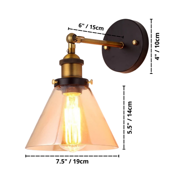 Rustic Vintage Glass Wall Lamp Dimensions