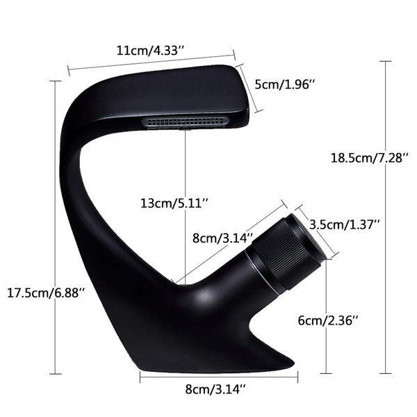 Felton modern curved bathroom faucet dimensions